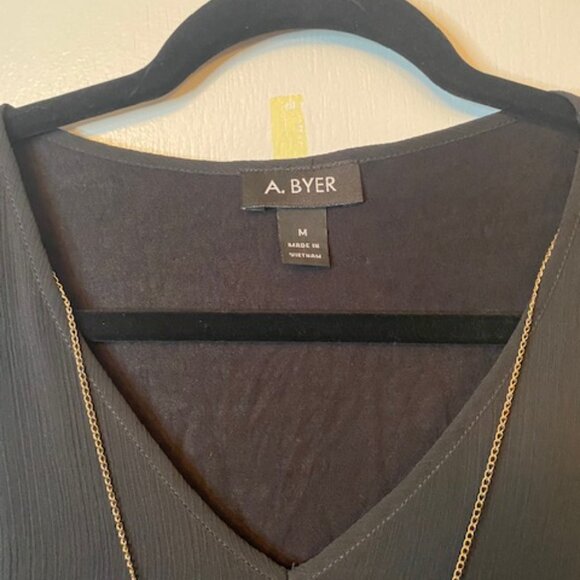 A. Byer Black blouse with Gold chain - Picture 2 of 9
